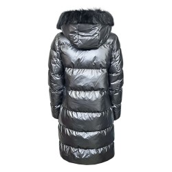 Дълго дамско яке City Angels Jeans, Сребрист лак, 6877
